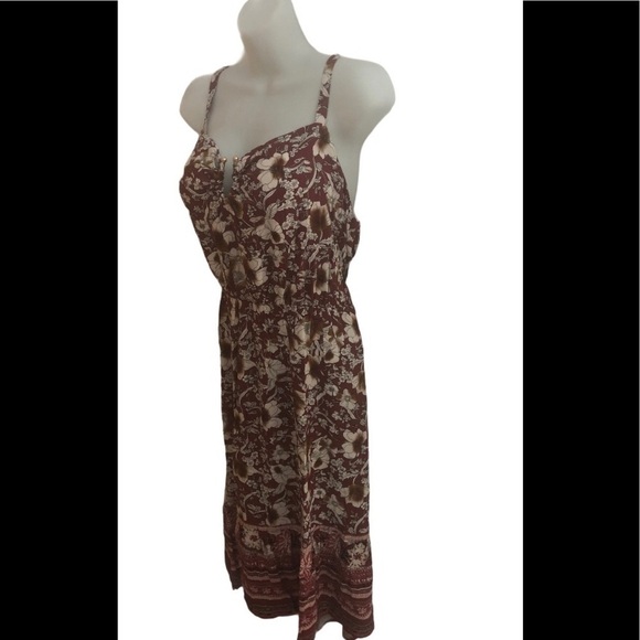 Maurices Womens Red Floral Hardware MIDI Dress XL Vacay Resort Cruise - Picture 3 of 8